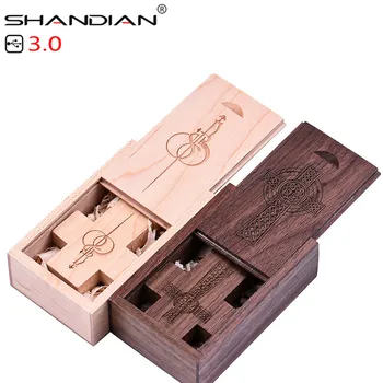 SHANDIAN Новый деревянный крестовый накопитель флешки 4 ГБ 16 ГБ 32 ГБ 64 ГБ из натурального дерева USB флэш-накопитель U диск Memory Stick Подарки 1 шт. логотип