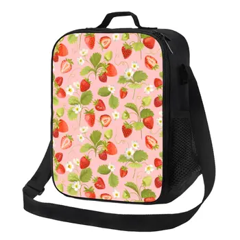 Милая клубничная сумка для ланча с ремешком, контейнеры, Термос для еды, ланч-бокс для девочек-подростков, школьные сумки для работы, путешествия, сумки для пикника, Бенто