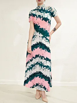 Модный топ с принтом в стиле Мияке, женская универсальная плиссированная юбка-полукомбинезон, женский плиссированный повседневный костюм