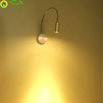 Светодиодная лампа Серебристая Современная настенная гибкий шланг 3 Вт с гибким рычагом прикроватная лампа для чтения настенное освещение для рисования