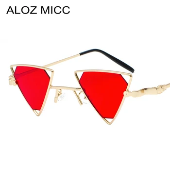ALOZ MICC Модные Треугольные Солнцезащитные очки Женские Мужские Винтажные Металлические Солнцезащитные Очки в маленькой Оправе Женские Оттенки UV400 Q448