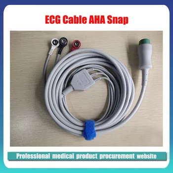 Оригинальный 12-контактный 3-выводной кабель для ЭКГ Mindray EA6231B AHA Snap