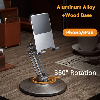 Деревянный Алюминиевый настольный держатель для телефона, Складная подставка для планшета Для iPhone 14 13 iPad Pro Air, универсальный держатель для крепления