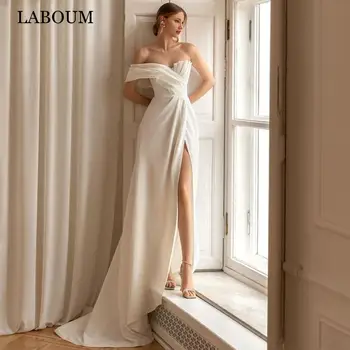 LaBoum Свадебное Платье Для Невесты 2023 Современное Милое Сексуальное Свадебное Платье С Высоким Разрезом и Открытой спиной На Одно Плечо Из Мягкого Атласа Robe De Marié