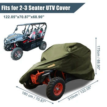 Uxcell UTV Cover Водонепроницаемые Чехлы для защиты от любых погодных условий 210D Армейского зеленого цвета на 4-6 мест для Polaris для Ranger RZR для Yamaha