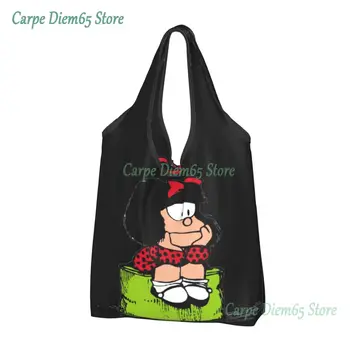 Сумка для покупок Mafalda Thinking Grocery Tote Женская Модная сумка для покупок с героями комиксов Quino, сумка для покупателей Большой емкости