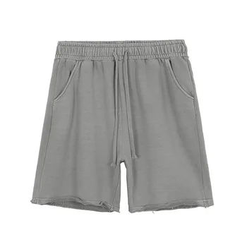 Летние мужские шорты в стиле ретро с необработанными краями, Поношенные крашеные мужские шорты, спортивные брюки