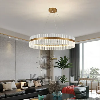 Современная светодиодная люстра Kobuc для спальни, гостиной, Хрустальный круглый овальный подвесной светильник для столовой, украшение потолочной люстры