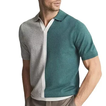 Мужская летняя трикотажная рубашка поло с отворотом, Короткий рукав, Повседневный деловой Офисный пуловер, Рубашка Поло, Высококачественный Классический топ