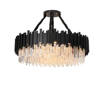 СВЕТОДИОДНЫЙ постмодернистский черный Золотой кристалл, круглый дизайнерский светильник Lustre, подвесной светильник Lampen. Подвесной светильник для фойе