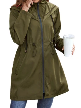 Женская Непромокаемая куртка-дождевик, легкая ветрозащитная ветровка, Упаковываемый плащ для взрослых