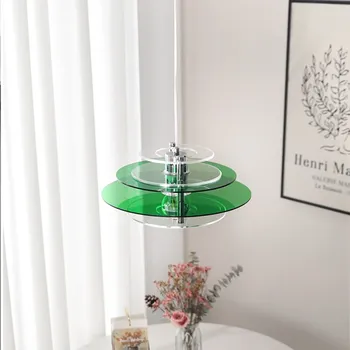 Скандинавский светодиодный подвесной светильник, Акриловая многоцветная лампа в виде летающей тарелки с одной головкой для столовой, бара, спальни, декоративных светильников