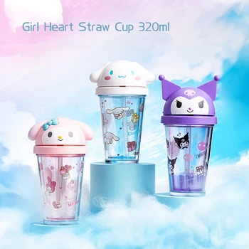 Sanrio Kuromi Cinnamoroll sippy cup Стаканчики для воды My Melody summer kawaii повседневные 320 мл портативные пластиковые для занятий спортом на открытом воздухе