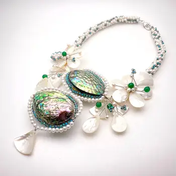 Y · YING, ожерелье из белого культивированного жемчуга в виде раковины Морского ушка, ожерелье с цветами из Настоящей жемчужной раковины, ювелирный подарок
