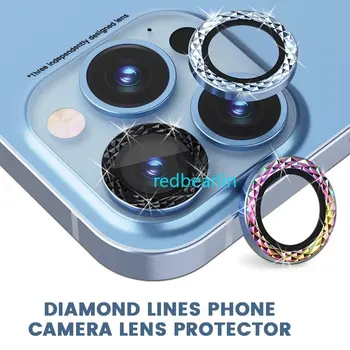 200шт Металлическая защитная пленка для камеры с бриллиантами для iPhone 14 12 13, Мини-защитное стекло для задней камеры, защитное стекло для объектива