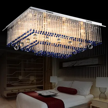 Атмосферный светодиодный потолочный светильник для помещений Прямоугольная Гостиная Хрустальный потолочный светильник Современная спальня Проект домашнего Зала Crystal Light
