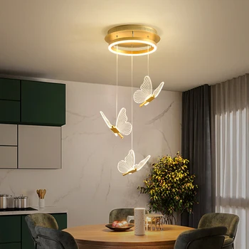 2022 Новая Двойная Лестничная светодиодная люстра-бабочка Для гостиной, столовой, Вестибюля Виллы, Регулируемое Внутреннее освещение, декор дома