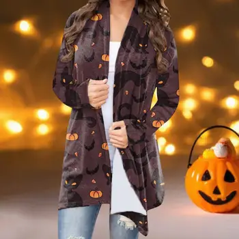 Женская куртка на Хэллоуин, Дышащая, мягкая, износостойкая, с тыквой, Женское пальто на Хэллоуин, Женское пальто на Хэллоуин, Женское зимнее пальто
