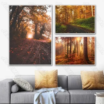 Холст, плакат с пейзажем, Осенний лес, Нордический стиль, Печать водонепроницаемыми чернилами, Художественная HD-живопись, Современная гостиная, украшение спальни