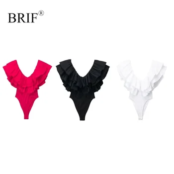 Женское Модное боди BRIF с оборками на бретелях, без рукавов, с V-образным вырезом и застежкой по низу, Летняя Уличная Одежда