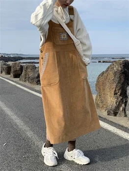 2023 Новая весенне-осенняя Универсальная Японская Мода, Свободная Универсальная юбка с вельветовым ремешком