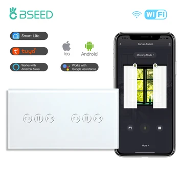 BSEED Двойной Wifi Переключатель занавесок Smart Touch Переключатель Smart Curtain Control Работа с приложением Tuya Google Assistant для дома
