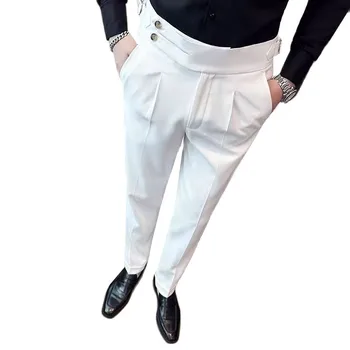 Уникальный дизайн, мужской деловой Бутик, костюм, Брюки, Черные/Белые модные мужские брюки для свадебного бала