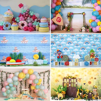 фон для 1-го дня рождения, торт для новорожденных, девочка, мальчик, Розовый, синий, воздушный шар, палатка, цветочная комната, интерьер, фон для фотосъемки, реквизит