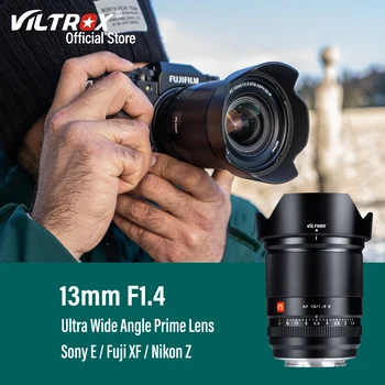 VILTROX 13 мм Объектив Sony E Nikon Z Fuji X Mount F1.4 с большой Диафрагмой, Автофокусом, Сверхширокоугольным APS-C Объективом для видеоблогинга