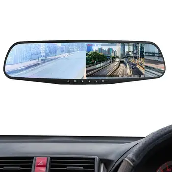 Автомобильное Зеркало Видеорегистратор Резервная камера 1080P Зеркало заднего вида Видеозапись Двухобъективная Широкоугольная камера Система помощи при парковке для Авто