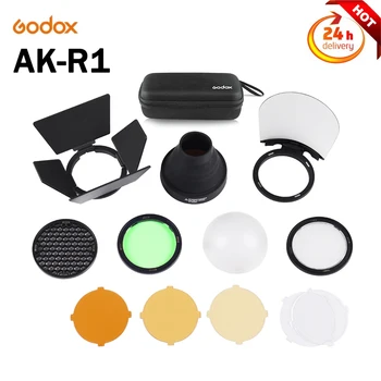 Комплекты амбарных дверей Godox AK-R1, Snoot, Цветной фильтр, Отражатель, Соты, Рассеиватель с шариками для вспышки Godox AD200 H200R V1