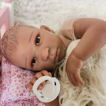 20-дюймовая Кукла-Перерожденец из Винила и хлопка с Милым Загорелым цветом лица, Реалистичная кукла-Перерожденец для новорожденных