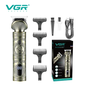 VGR Триммер Для Стрижки волос T9, Триммер для волос, Винтажная Машинка для стрижки Волос, Металлическое Съемное лезвие, Фиксатор для перемещения, Кусачки для мужчин V-962