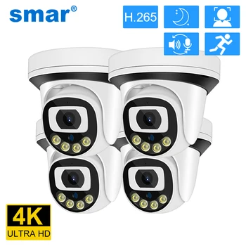 Smar 4 шт./лот 4K 8MP 5MP 4MP 3MP Купольная Камера Двухстороннее Аудио Ai Распознавание лица CCTV Безопасности POE IP-камеры Цветного Ночного Видения Onvif
