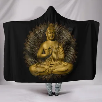 Одеяло со статуей Будды с капюшоном, носимое одеяло с 3D-принтом, для взрослых и детей, различные типы одеял с капюшоном, флисовое одеяло