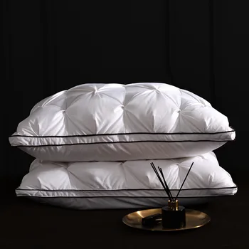 Зимние Подушки из белого гусиного пуха, непромокаемые, 100% Хлопок, прямоугольное Постельное белье, 3D стиль, подушка для кровати Queen King, подарок для сна