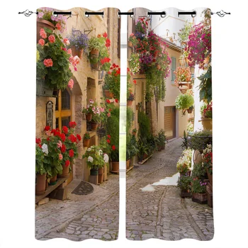 2 Шт., городские уличные цветы, современная занавеска для спальни, украшение гостиной, занавески, домашний текстиль, шторы
