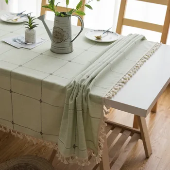 Скатерть в скандинавском стиле, свежая однотонная скатерть, художественная кисточка, квадратный чайный столик, стол, обеденная скатерть