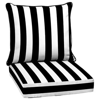 Набор подушек для глубокого сидения Arden Selections на открытом воздухе 24 x 24, черная полоска Cabana