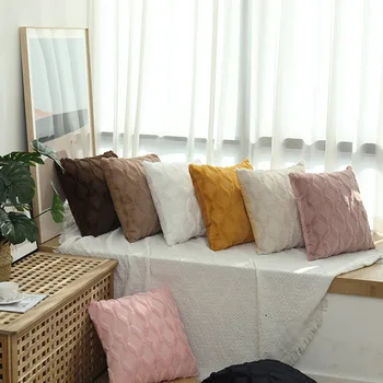 Мягкие плюшевые декоративные чехлы для подушек, вышитые из искусственной шерсти, Чехлы для подушек в Скандинавском Стиле, роскошные наволочки, весеннее украшение для дома