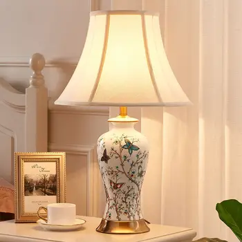 Новая керамическая настольная лампа в китайском стиле Для гостиной Прикроватная лампа для Спальни Ручная Роспись Декоративный светильник для виллы в ретро-китайском стиле