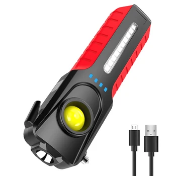 Светодиодный COB-фонарик С защитным молотком, спасательный USB-аккумулятор С магнитом, блок питания, фонарик, наружный аварийный рабочий свет