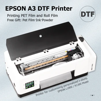 EPSON L1800 DTF Принтер R1390 DTF Roll PET Film, Машина для производства пленки для Футболок, Персонализированная Одежда на заказ, Бесплатная Чернильная Пленка, Порошок