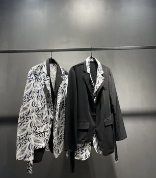 Мужская куртка Owen Seak, пальто, Женская одежда в готическом стиле, Осень-весна, Японский костюм в стиле пэчворк, Верхняя одежда черного цвета Большого размера для Хай-стрит