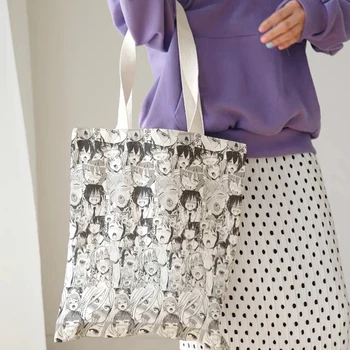Новая Холщовая сумка-тоут в Японском стиле с рисунком аниме из Мультфильма Для женщин, Милая Женская Элегантная сумка с принтом Токийской манги, эко-сумка для покупок