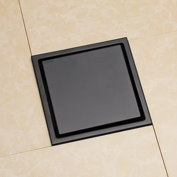 Популярный Матовый Черный Квадратный Слив для душа в полу с плиточной решеткой 6 дюймов, универсальный, невидимый на вид или с плоской крышкой-8541
