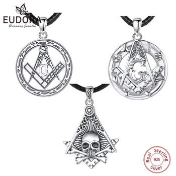 Eudora, масонское ожерелье из стерлингового серебра 925 пробы для мужчин, индивидуальное ожерелье с черепом G, масонская подвеска, масонские украшения, подарок для вечеринки