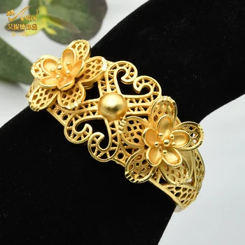 Африканский Регулируемый браслет-цепочка ANIID для женщин, Дубайский позолоченный браслет-манжета, Нигерийский свадебный цветочный узор, ювелирные подарки