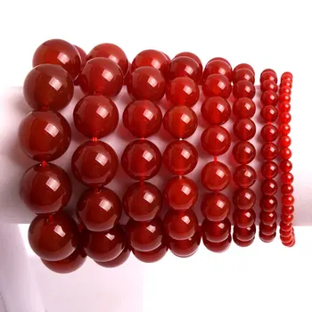 Натуральный Красный Агат Камень Бусины Браслет От 4 мм До 12 мм Свободные DIY Ювелирные Изделия Для Женщин Подарок