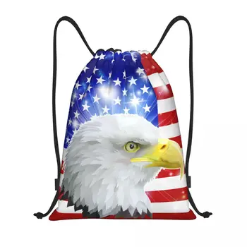 Сумки с завязками под Флагом США American Eagle Для Мужчин И Женщин, Складной Спортивный рюкзак для Спортзала, Тренировочные Рюкзаки